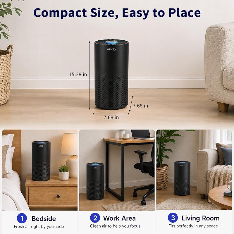 Afloia Air Purifier for Large Rooms up to 1500 sq ft, Black (Variation: 1 Count)