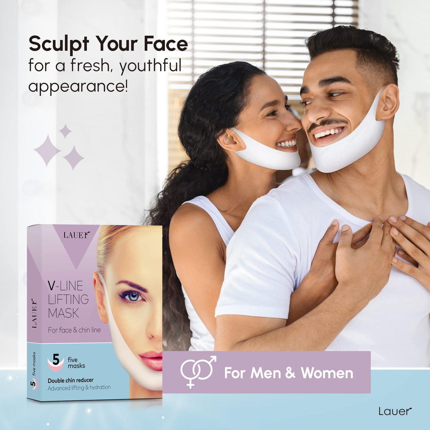 V Shaped Contouring Face Mask Line Shaping Lifting Belt Neck Reduction Jawline Shaper Lift Up Tape Enhancer Face Patch Firming Tightening Skin Chin Collagen Mask Hyaluronic Acid Aloe Vera 5 pcs