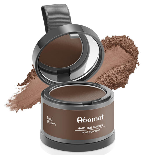 Abomet Root Touch Up Instantly Gray Hair Coverage Hairline Powder for Women & Men, Medium Brown for Concealing Hair Loss & Thinning Hair