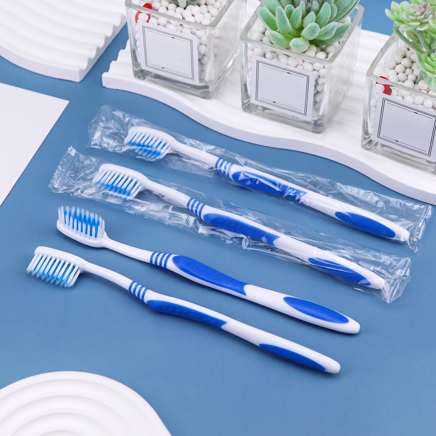 SLequipo 50 Prepasted Disposable Toothbrushes Individually Wrapped Pre Pasted Toothbrushes Soft Bristle Travel Tooth Brush Single Use Wrapped for Hotel, Camping, Travel and Gift for The Homeless