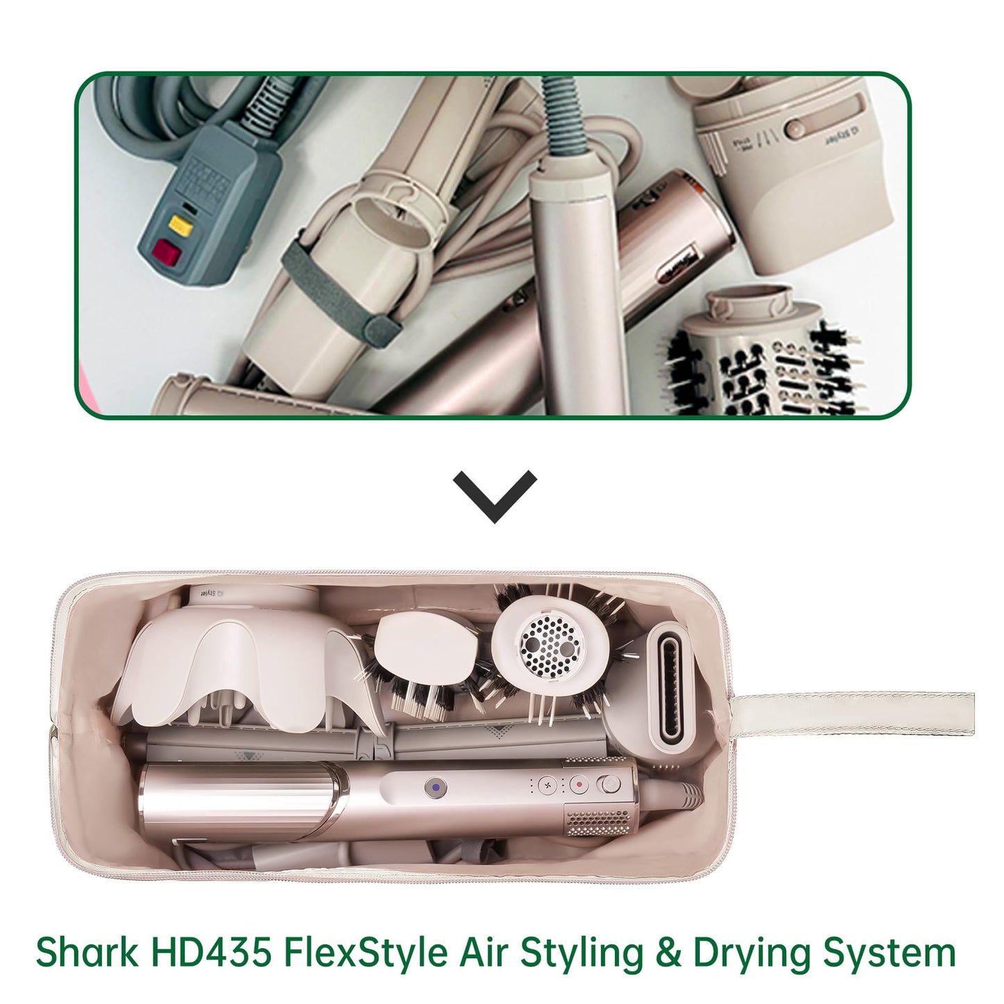 KarSyon Shark Flex Style Case for Dyson Airwrap Hair Dryer Brush Revlon Hair Tools Travel Bag Carrying Case Flat Curling Iron Organizer (Beige)