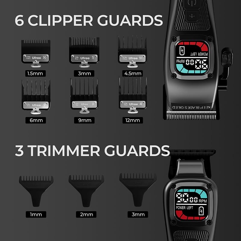 Hair Clippers for Men with 9000 RPM Motor, DLC Blades, 5 Speeds