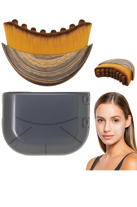 Lymphatic Contour Face Brush – Lymphatic Drainage Tool with Ergonomic Wooden Handle for Dry Brushing, Jawline Sculpting, Facial Massage, Puffiness Reduction & Fatigue Relief for Glowing Skin (1 pcs)
