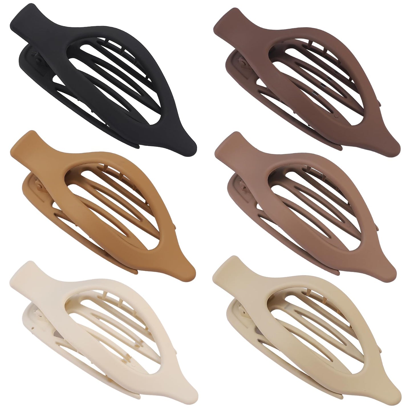 CHANDAT Flat Hair Clip 6 pcs Lay Down Claw Clips Hair Accessories for Women -Brown