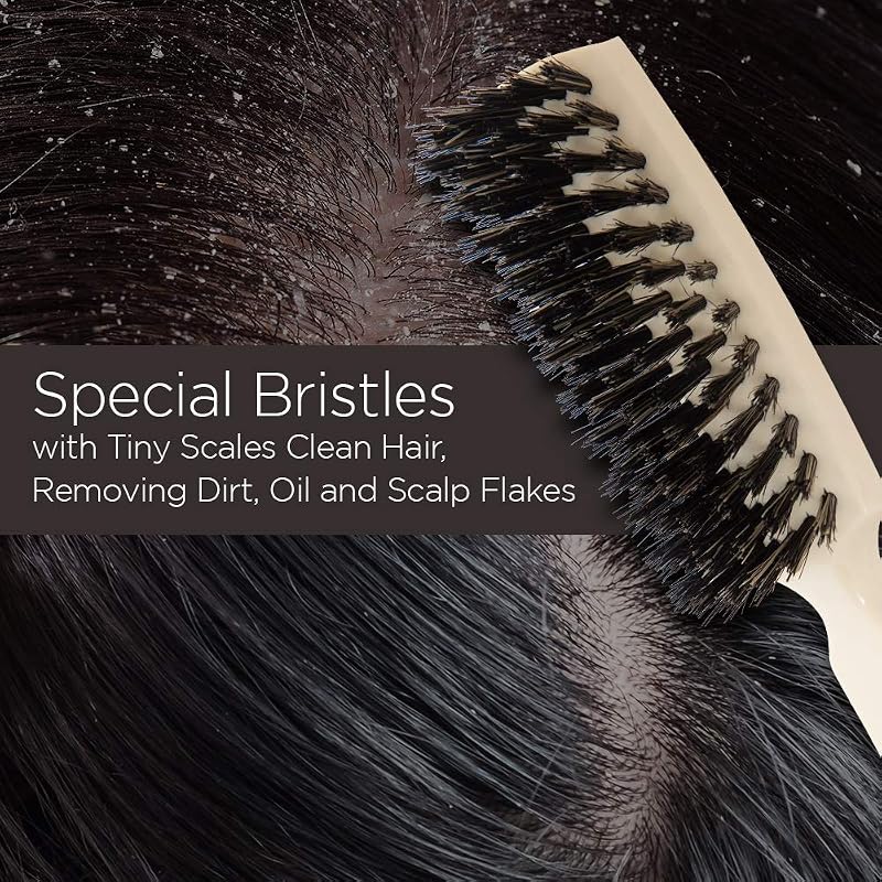 Fuller Brush Lustre Professional Hairbrush with Natural Boar Bristles – Gentle Body & Shine