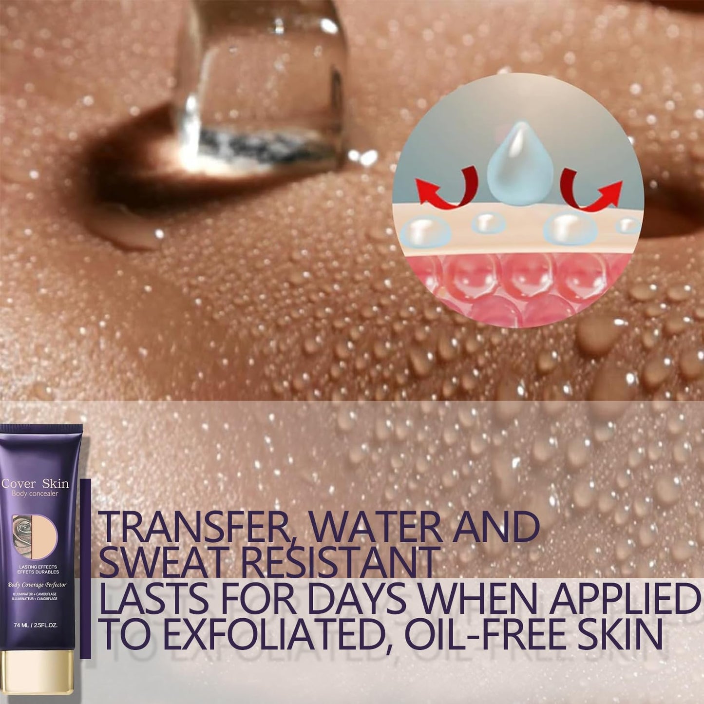 All over Complexion Perfector, Body Coverage Perfector, Tattoo Cover up Makeup Waterproof, Cream Body Makeup, Transfer-Resistant Body Makeup, Long Last Body Foundation（1PCS）