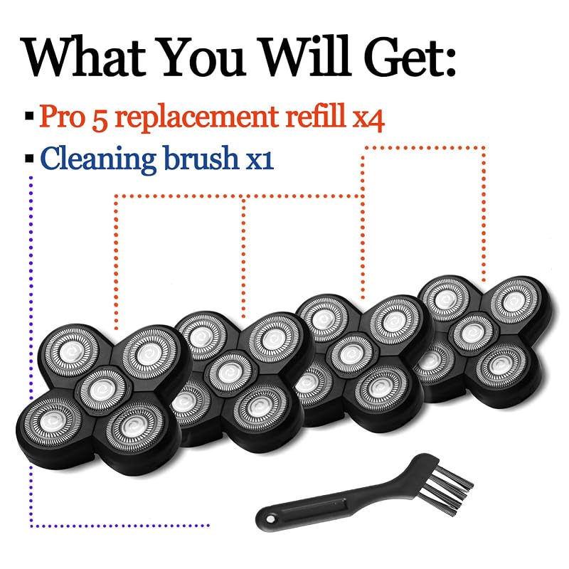 4-Pack Pro 5 Replacement Blades for Freebirds Bald Head Shavers - 1 Count (Pack of 4)
