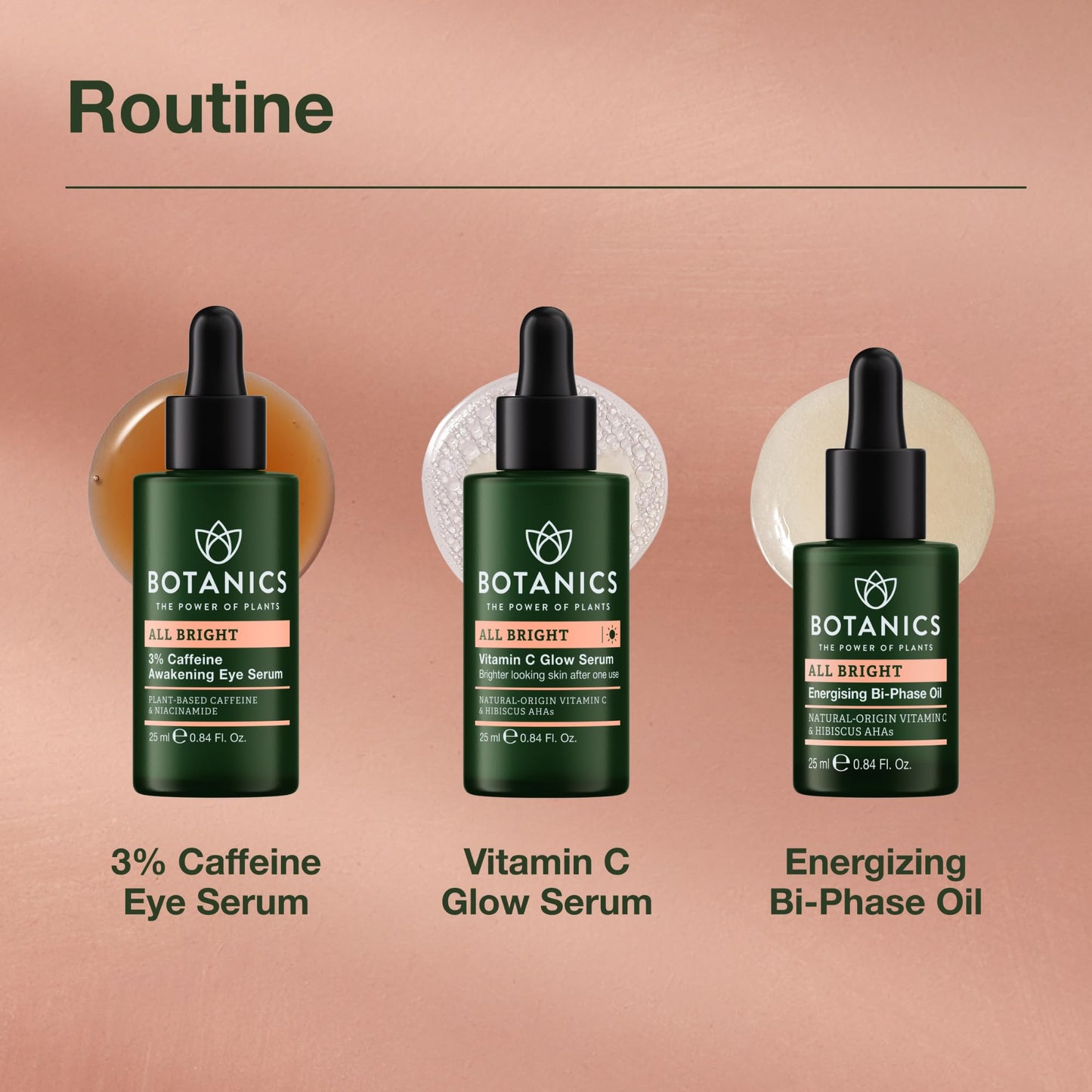 Botanics All Bright Caffeine Eye Serum - 3% Caffeine Awakening Under Eye Serum for Dark Circles and Puffiness - Refresh & Brighten Tired Eyes - Vegan & Cruelty Free (0.84 Fl Oz)