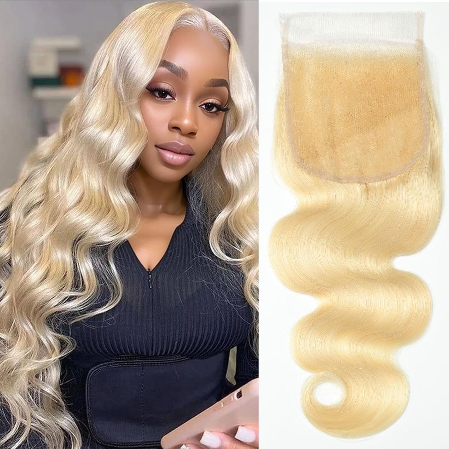 5x5 HD Lace Closure Body Wave Human Hair - Pre-Plucked Natural Hairline (10 Inch, Natural Color)