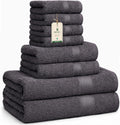 Dark Grey Luxe 8-Piece Cotton Towel Set – 2 Bath, 2 Hand, 4 Washcloths, 500 GSM