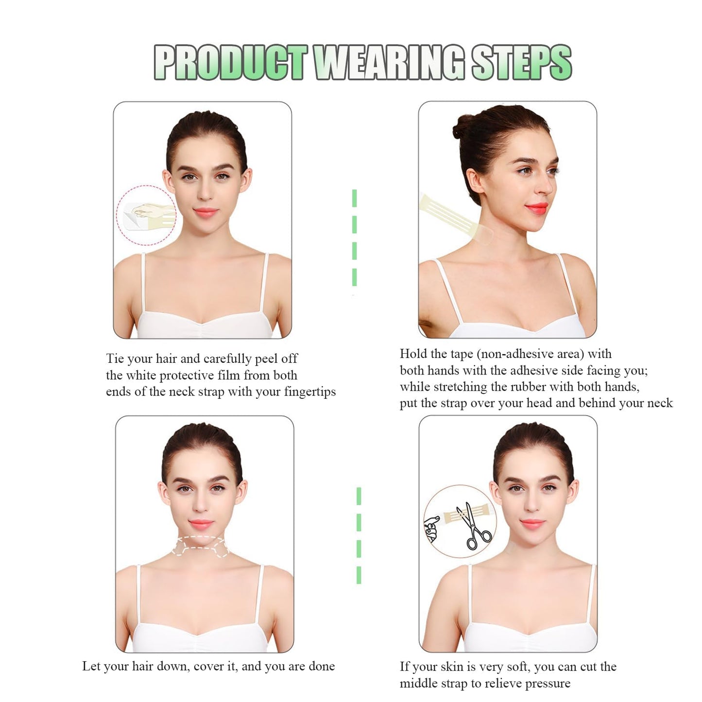 Edskyscraper Neck Tape, 40/120 PCS Neck Tape Lift Turkey Neck, Face Lifting Tape Invisible, For Lifting Loose Sagging Skin, Eye, Cheek, Double Chin, For Women Behind Neck (A(80Patches))