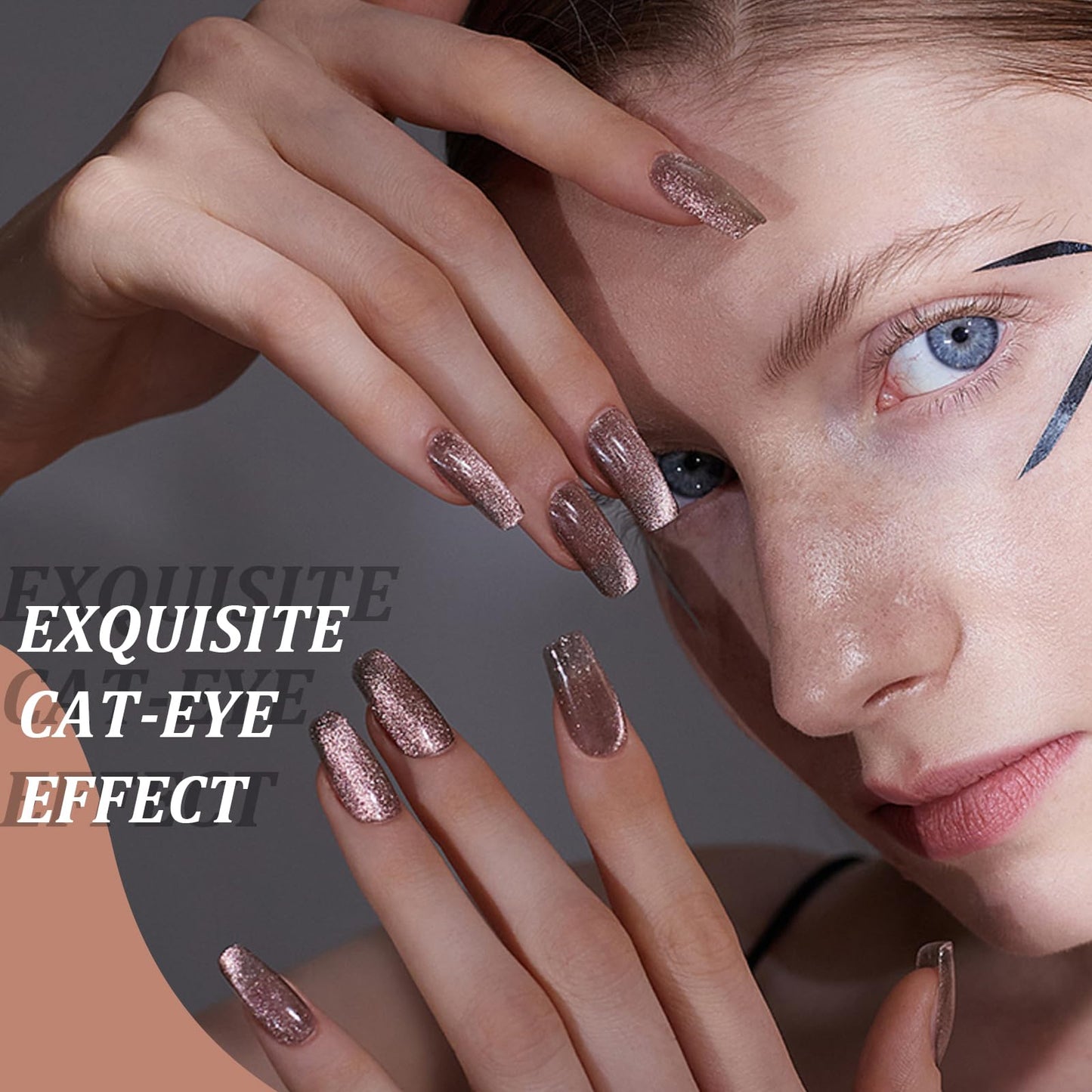 FOWSRHRG 3 in 1 Cat Eye Nail Magnet Set, Multifunctional Wooden Handle Nail Magnet, Heart Magnet for Nails, Rabbit Shape Cat Eye Magnet for Nails, Long Strip Magnets Tool for Nail Art DIY at Home