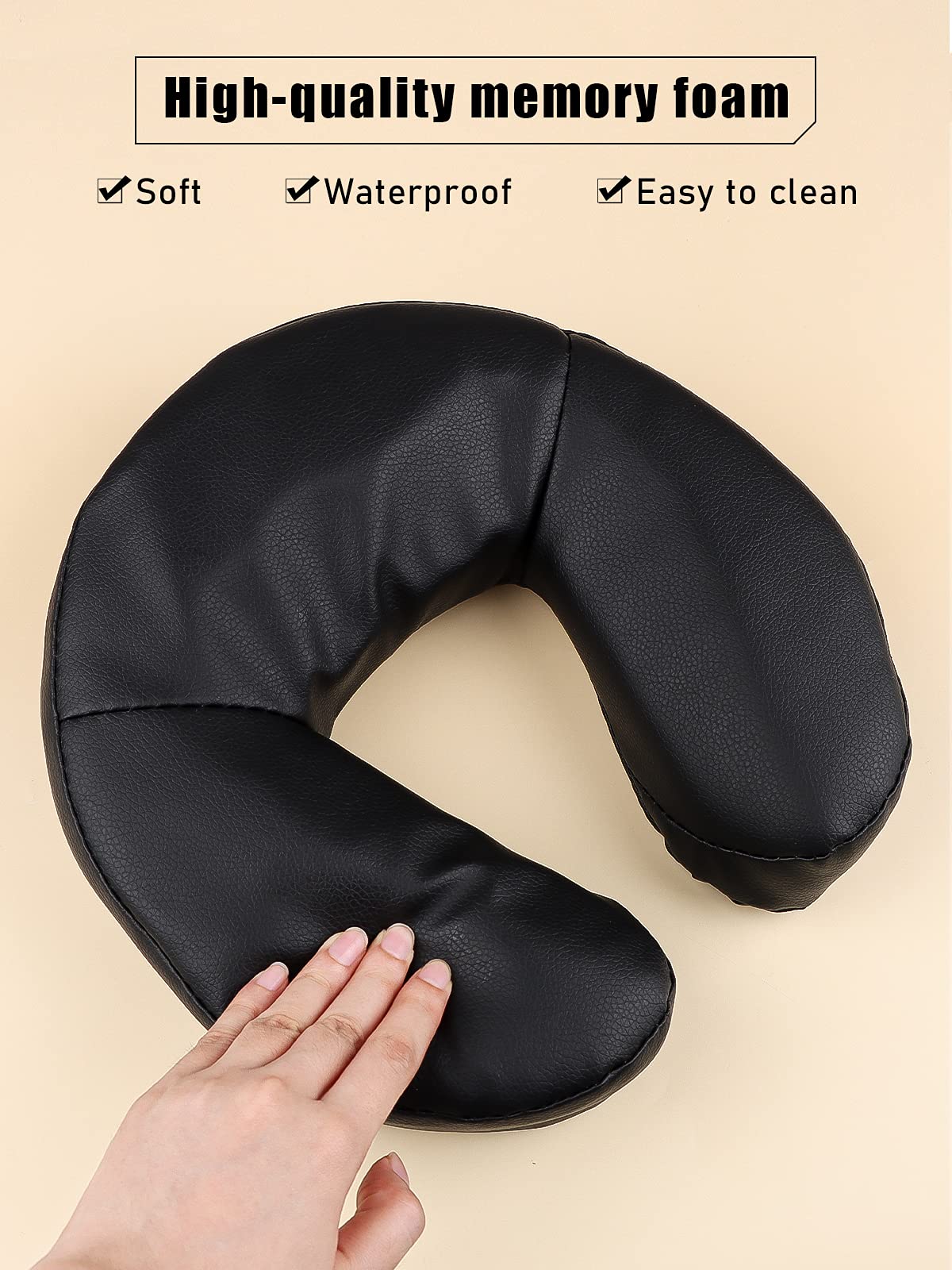 Kalolary Massage Face Cradle Cushion for Massage Tables, Universal Crescent Headrest Face Rest Neck Head Cushion Pillow for Massage Chairs Spa Bed (Black)