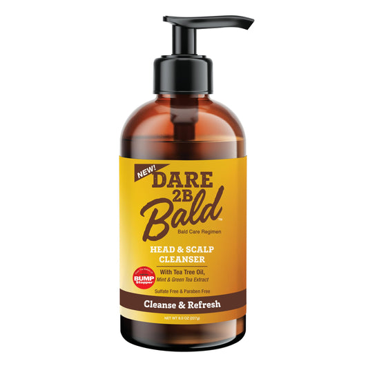 Dare 2B Bald Head & Scalp Cleanser | Bald Head Moisturizer for Men | Bald Head Care Regimen | with Tea Tree Oil, Mint & Green Tea Extract - 8 FL OZ