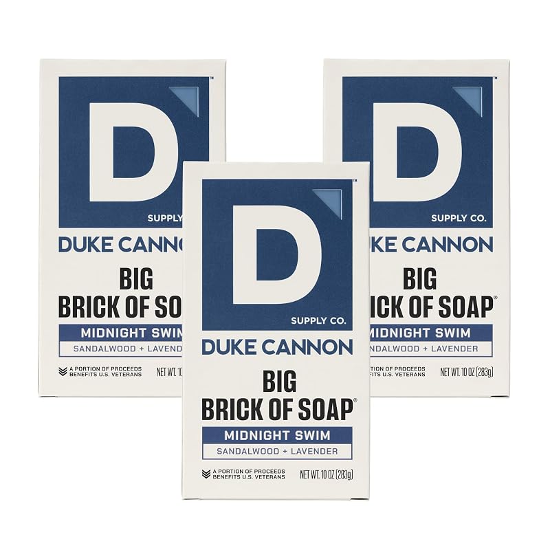 Midnight Swim Duke Cannon Big Brick Soap Bar 10 oz 3 Pack for Men - Variation: Midnight Swim
