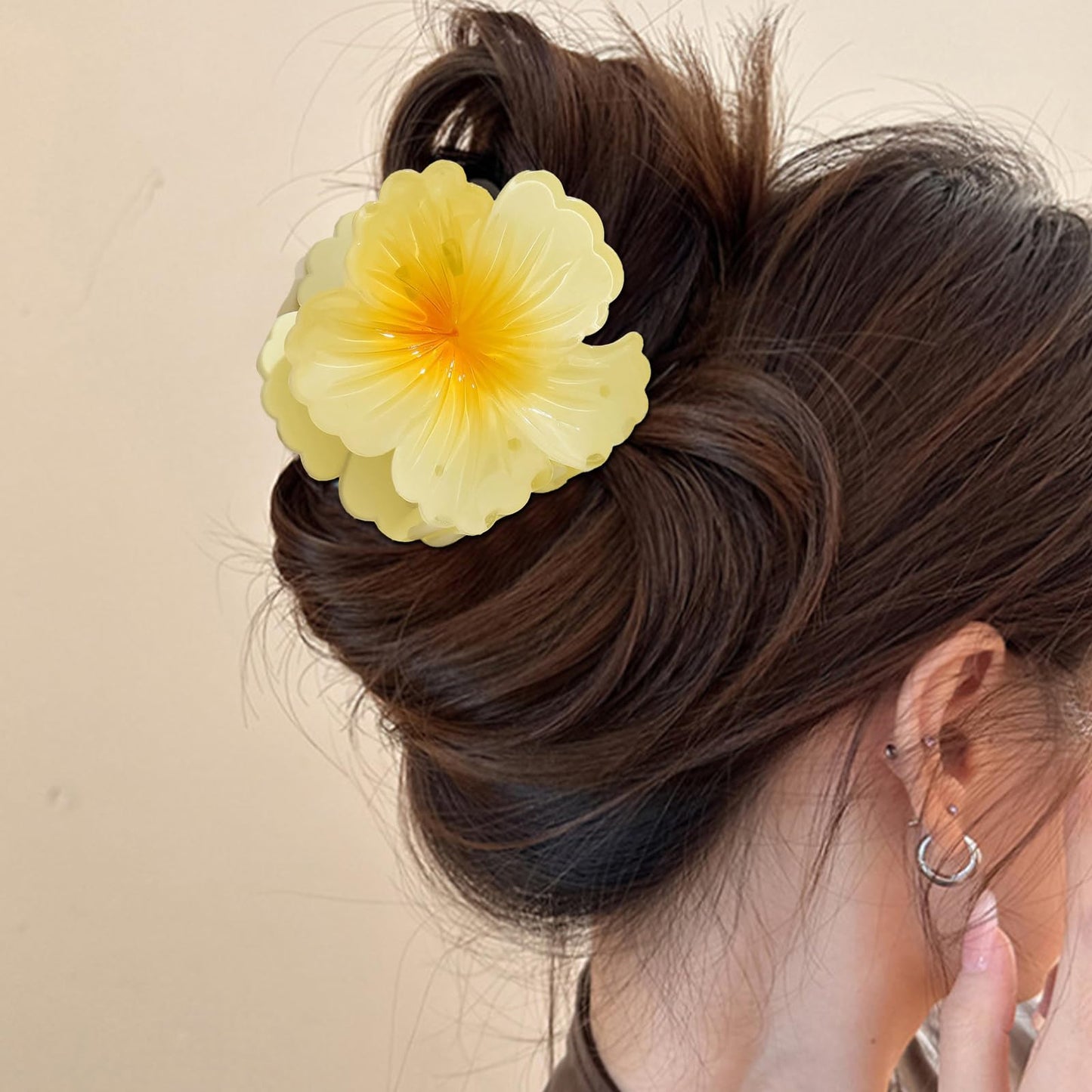 3Pcs Large Hair Claw Clips for Thick and Thin Hair,Tropical Flower Clips,Non-slip Plumeria Claws Beach Accessories for Women Beach Wedding Summer Vacations Party Decorations Daily Use,Style 7