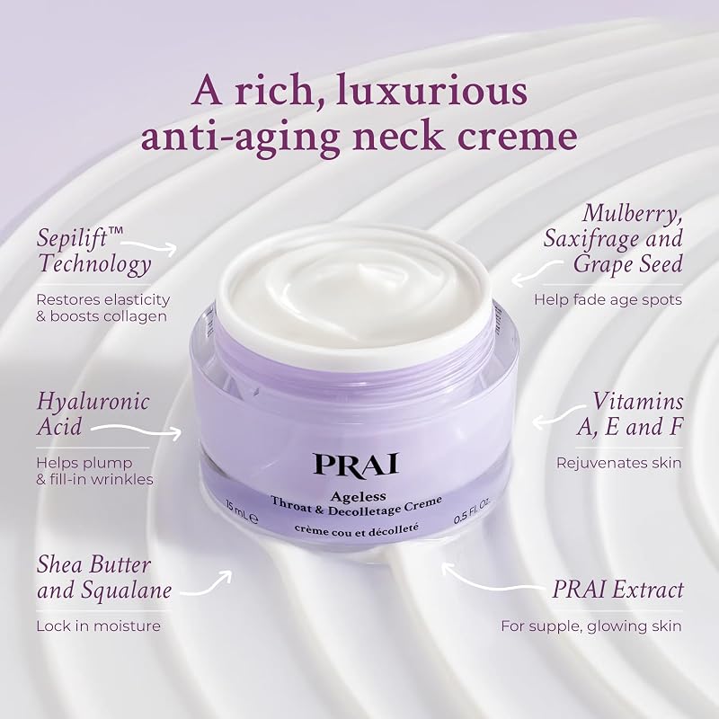 PRAI Ageless Neck Cream with Sepilift & Hyaluronic Acid 6.8 Oz