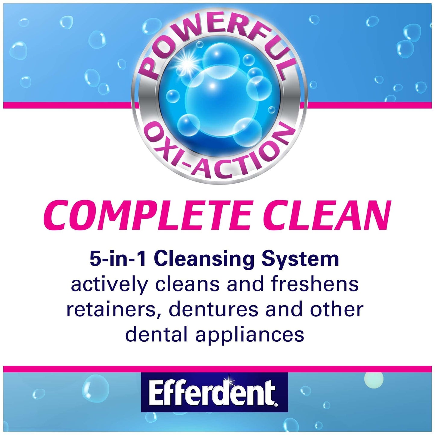 Efferdent Denture Cleanser Tablets, Complete Clean, Tablets, Multicolor, 252 Count