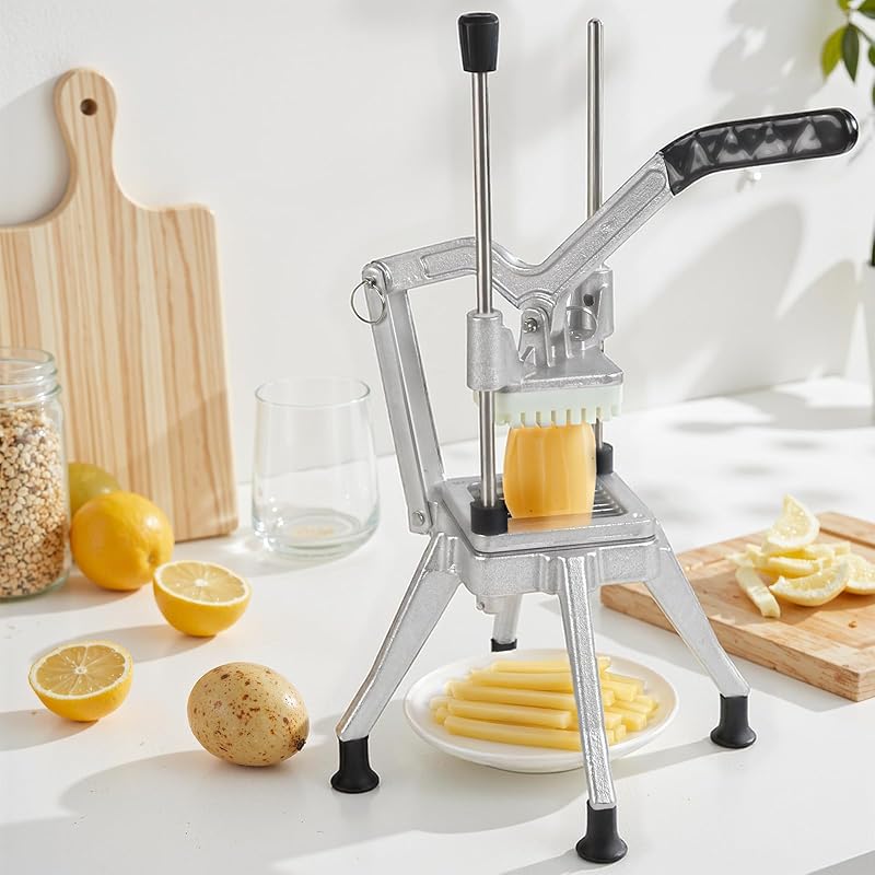 Lever-Action Commercial Vegetable Chopper with 4-Blade System – 1/4" Fine Cut, Stainless Steel Fry Cutter