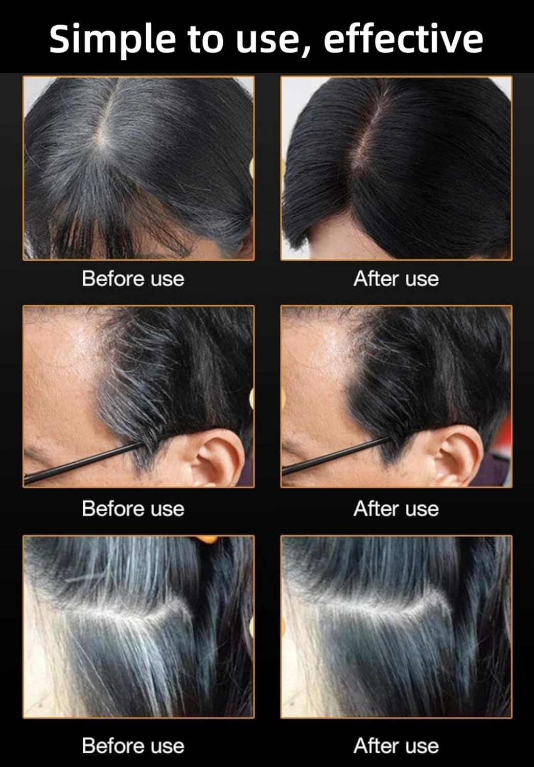 Hair Color Stick, Waterproof and Sweat-Proof Hair Dye Comb, Hair Dyeing Comb, Portable Hair Color Touch-Up stick with Comb to Cover Gray Hair for Women & Men (Coffee)