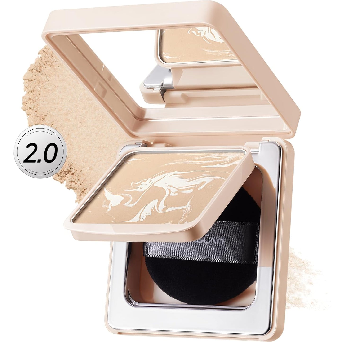 CARSLAN 2.0 Waterproof Translucent Setting Powder - Long-Lasting Oil Control Compact Makeup for Oily Skin, 0.28oz