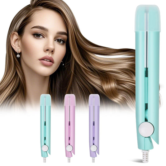 2-in-1 Mini Curling Iron, 2025 Upgrade Dual Use Curling Iron Portable Travel Curler Flat Straightener for Women Short Hair All Hair Types (Green)