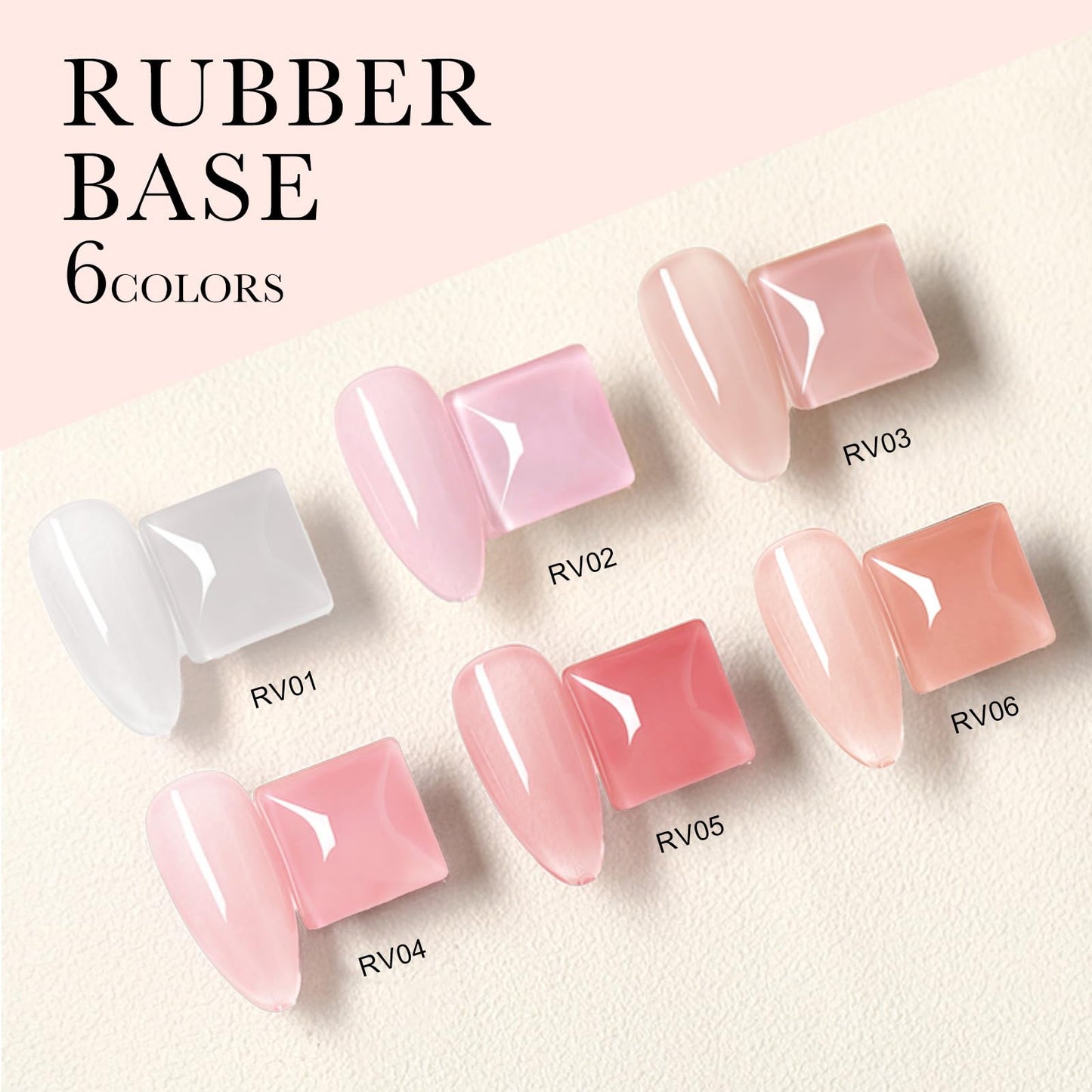 VENALISA Rubber Base Gel Nail Polish Set of 6 Colors Clear Sheer Nude Pink Rubber Base Coat Jelly Neutral Skin Tone Transparent Soak Off UV Gel Salon Nail Art DIY at Home Manicure
