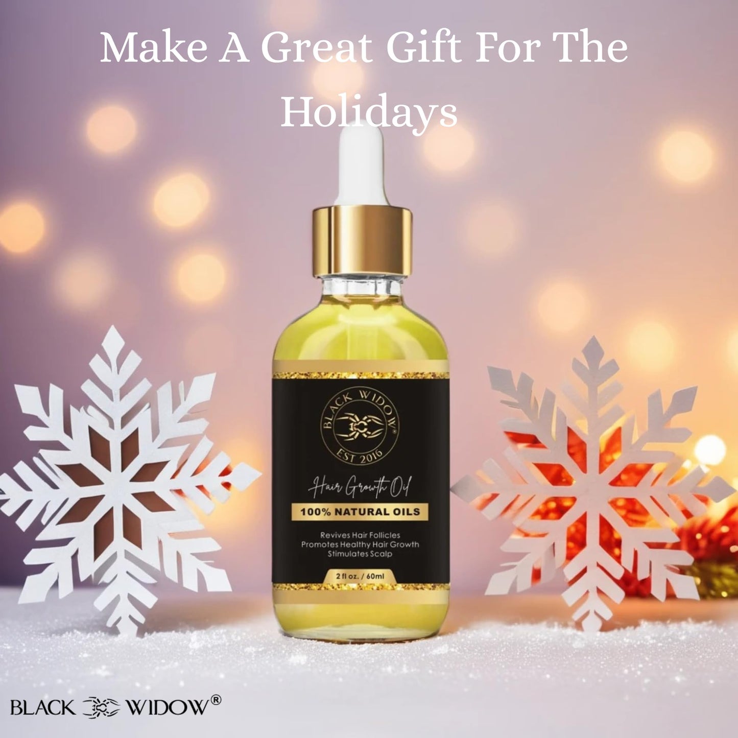 Black Widow Hair Growth Oil 2 oz – All-Natural Follicle-Stimulating Blend with Botanical Oils & Vitamins – Reduces Thinning, Builds Density & Length