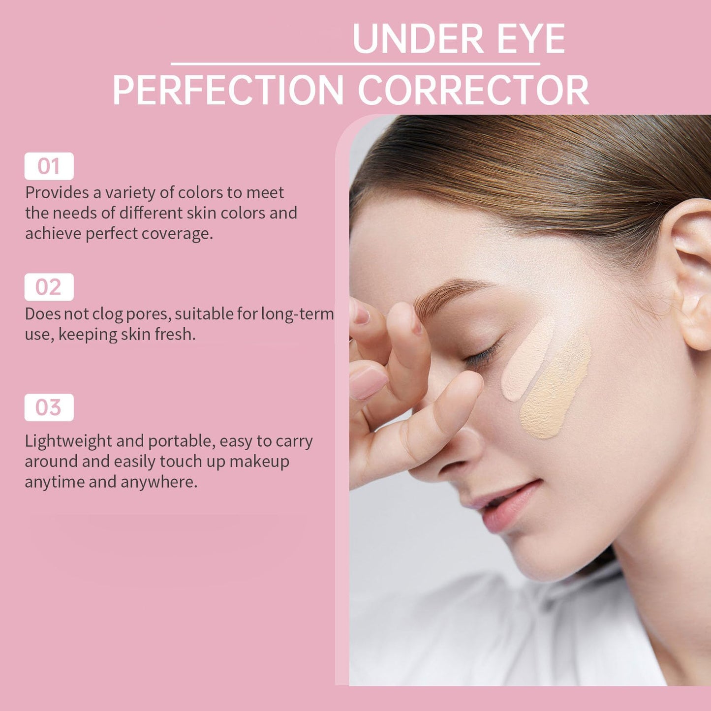 Under Eye Brightener, Brightening Cream Concealer, Under Eye Perfection Corrector, Full Coverage Under Eye Concealer Moisturizing Smooth Waterproof for Dark circles 2pcs (Natural)