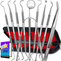 G.CATACC 10 Pack Dental Tools, Professional Plaque Remover for Teeth Cleaning Tools Set, Stainless Steel Hygiene Kit with Dental Pick Tooth Scraper Plaque Tartar Remover Tongue Cleaner - with Case