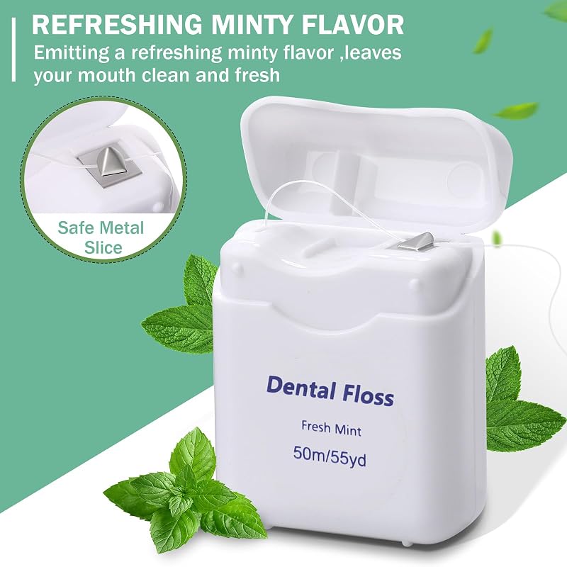 Mimorou 96 Pack Dental Floss Bulk Mint Flavored White 1.5 ft (Pack of 100)