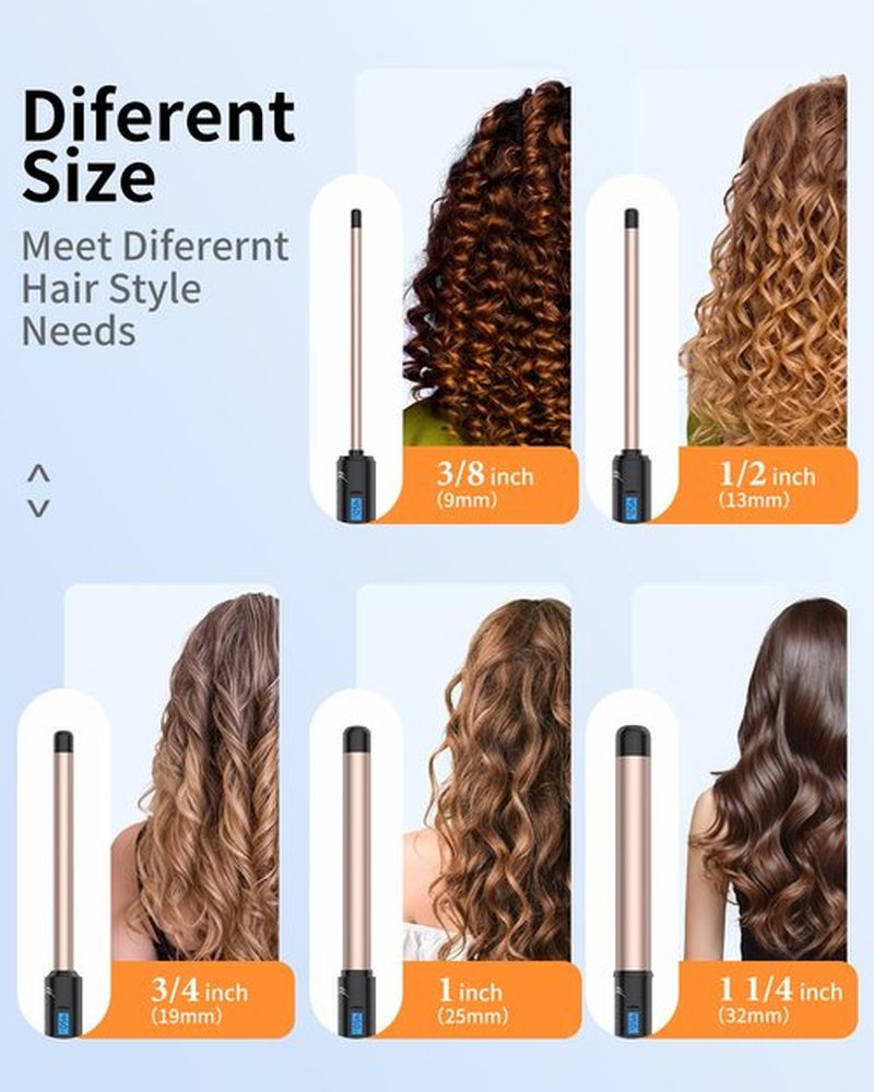 1 Inch Curling Wand Long Barrel, Hair Curling Iron Wand Ceramic for Short&Long Hair, Dual Voltage|10 Adjustable Temp
