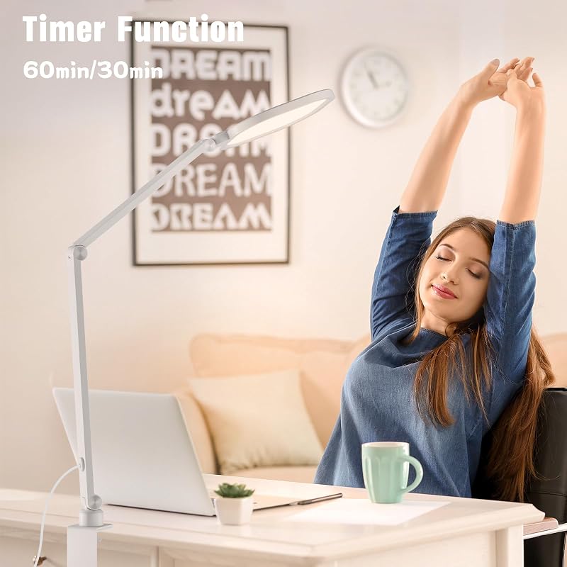 LED Desk Lamp for Home Office with Clamp — White Variation