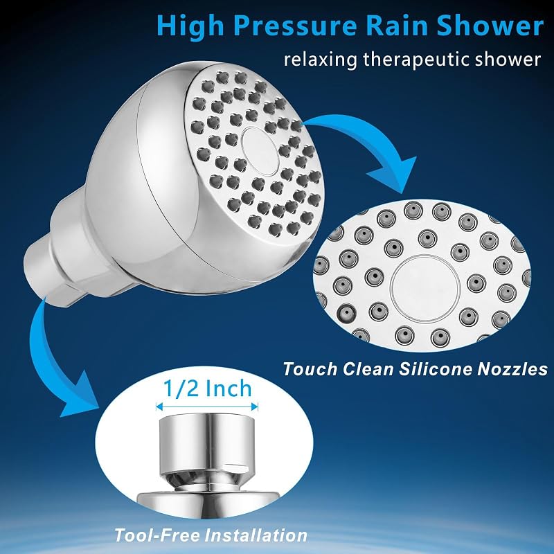 10 Pack High Pressure Shower Head Chrome Version - Universal Replacement
