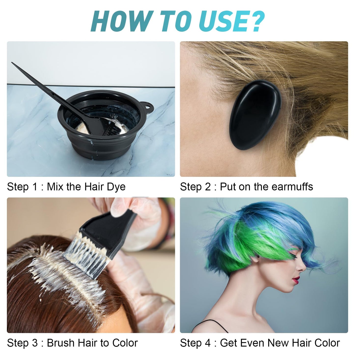 Xarchy 10 Pc Hair Bleach Kit - Hair Coloring Products With Dye Brush, Color Bowl, Earmuffs, Clip for Salon Bleaching & Highlighting