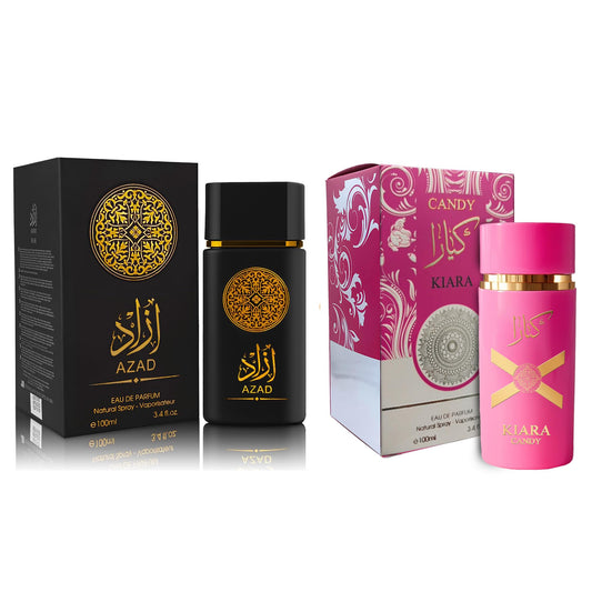 A CENTER Azad Black&Ka Candy Couple Perfume Set - Matching Cologne & Perfume Gift for Him/Her with Long-Lasting Sillage | 3.4 Fl Oz Each (His & Hers Fragrance Duo)