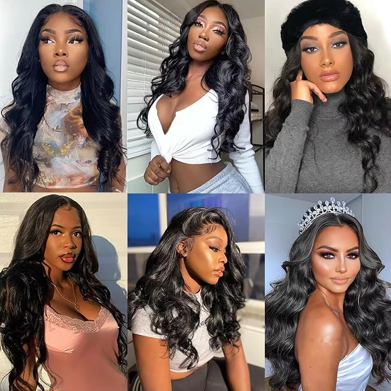 Body Wave Human Hair Bundles - 18 20 22 Inch Natural Black Brazilian Remy Weave