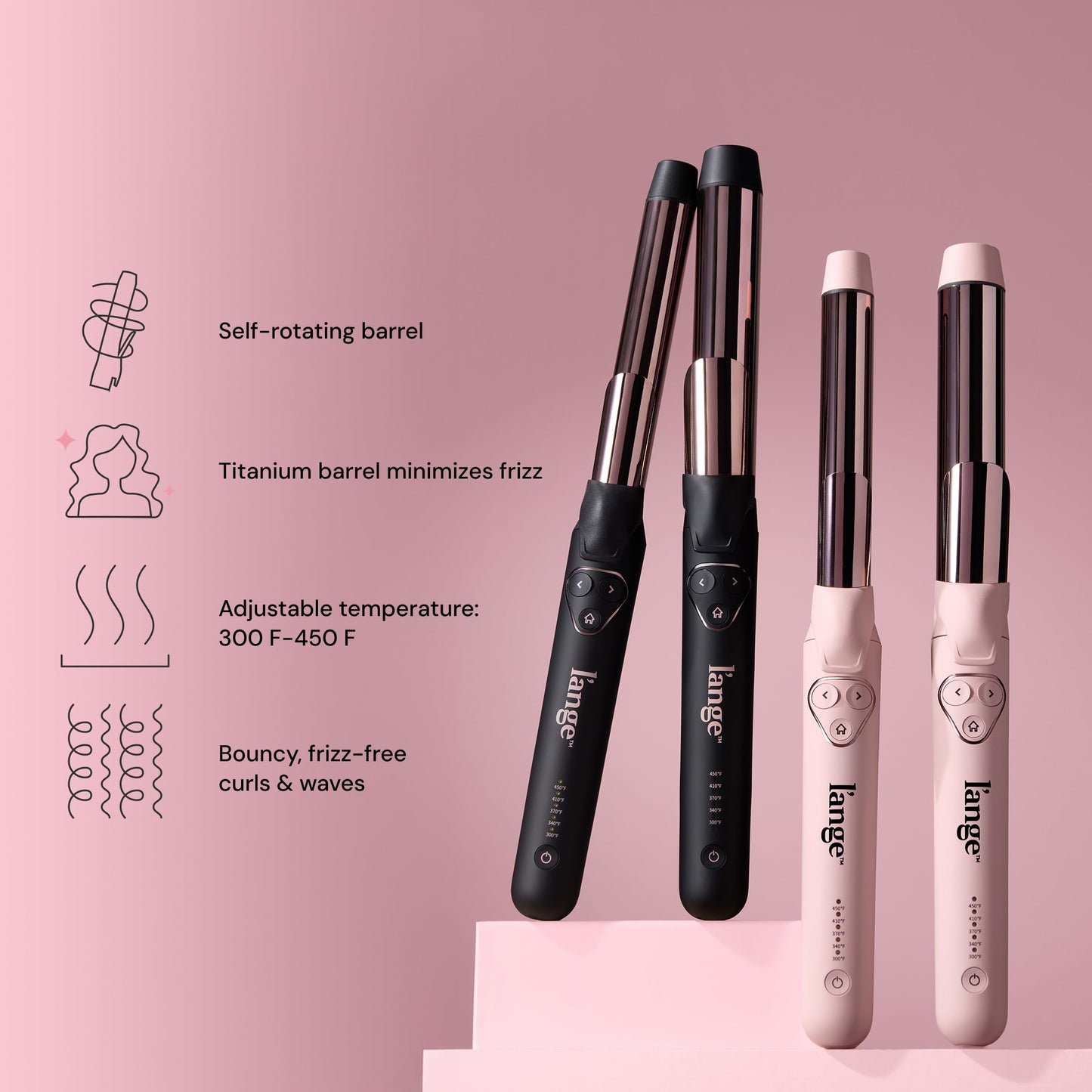 L'ANGE HAIR Le Pirouette 25MM Titanium Rotating Curling Iron Self-Rotating Curler | Curls and Waves for Beginners and Pros | Premium Titanium 1 Inch Barrel | Blush