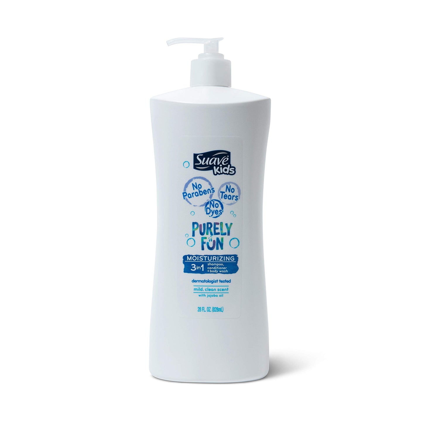 Suave Kids 3-in-1 Shampoo, Conditioner and Body Wash, Purely Fun, 28 Ounce (Packaging May Vary)