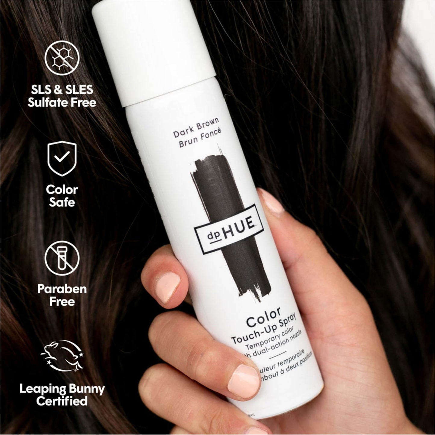 dpHUE Color Touch-Up Spray, Medium Brown - 1.8 fl oz - Temporary Hair Color to Fill In & Cover Grays - Fast-Drying Formula - Vegan, Cruelty Free