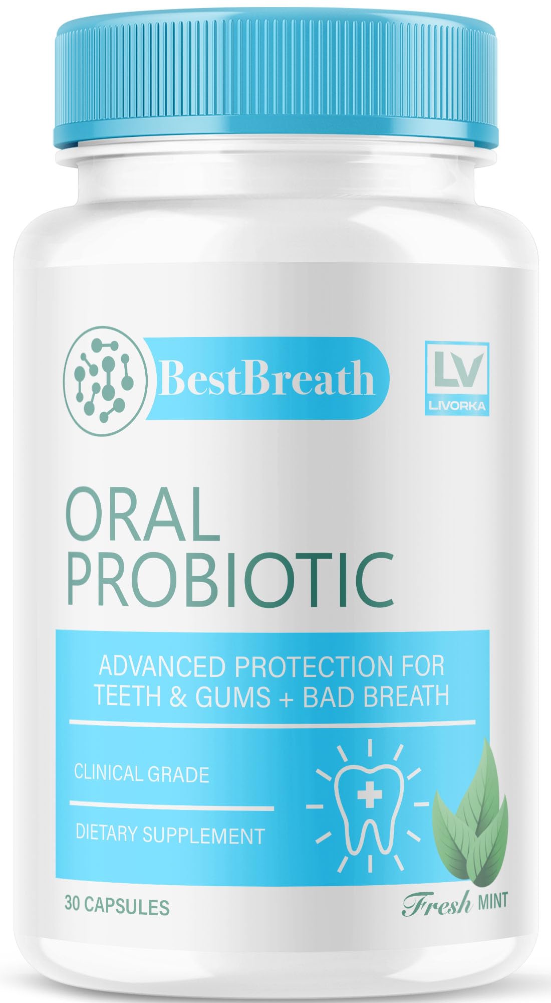 1 Pack - Best Breath - Best Breath Oral Probiotic, Best Breath Probiotic, Best Breath Pills, BestBreath, Best Breathe 30 Capsules For 1 Month, Best Breath Oral Probiotics For Mounth Bad Breath.