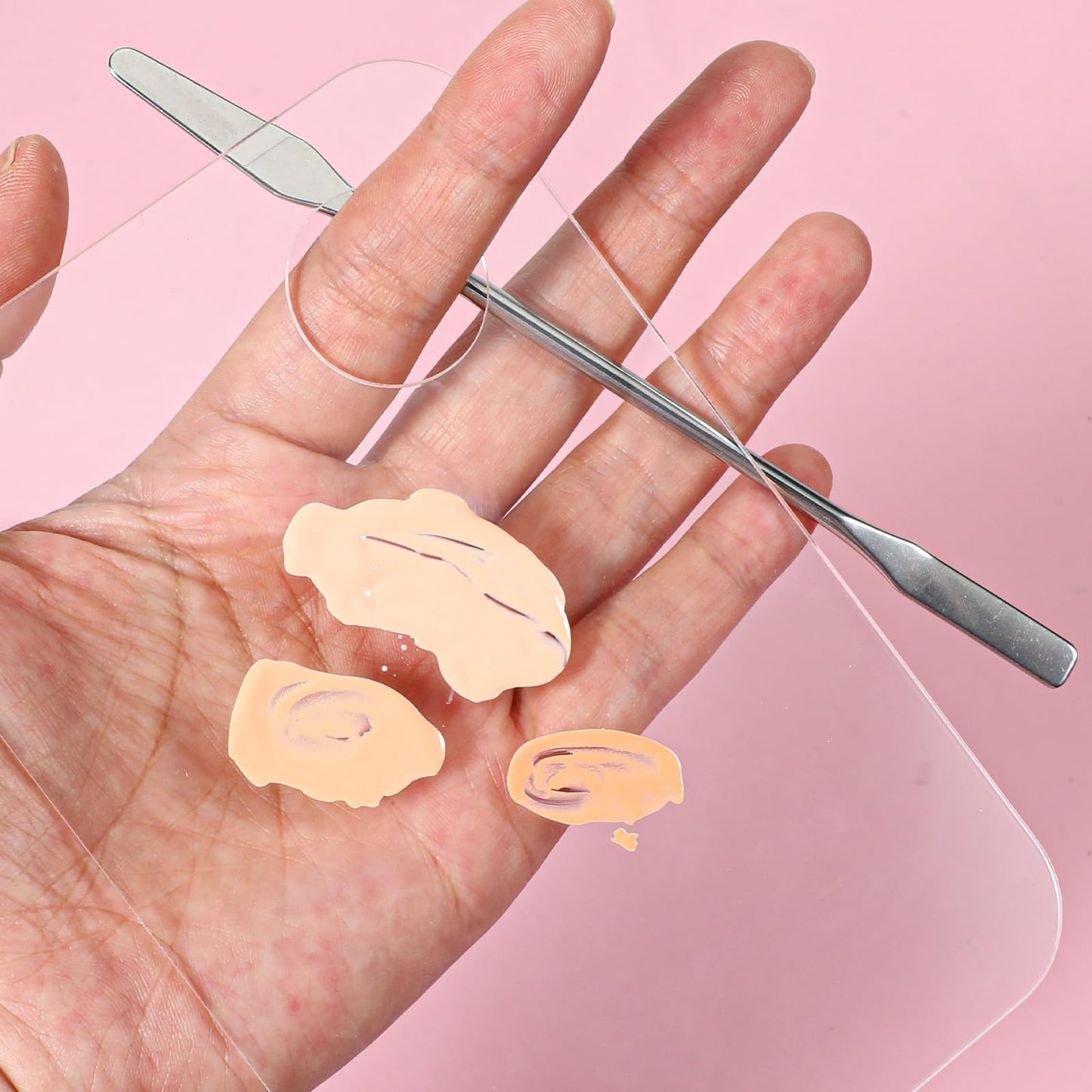 3 Pices Acrylic Makeup Palettes, 3pcs Cosmetic Palette with 3pcs Spatula Makeup Palette Mixing Tray for Foundation Eye Shadow Lipsticks Foundation Lipsticks (Rectangular)