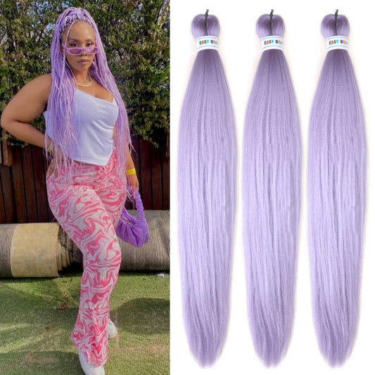 Light Purple Braiding Hair Pre Stretched Synthetic Yaki Ez braid Pre stretched Braiding hair