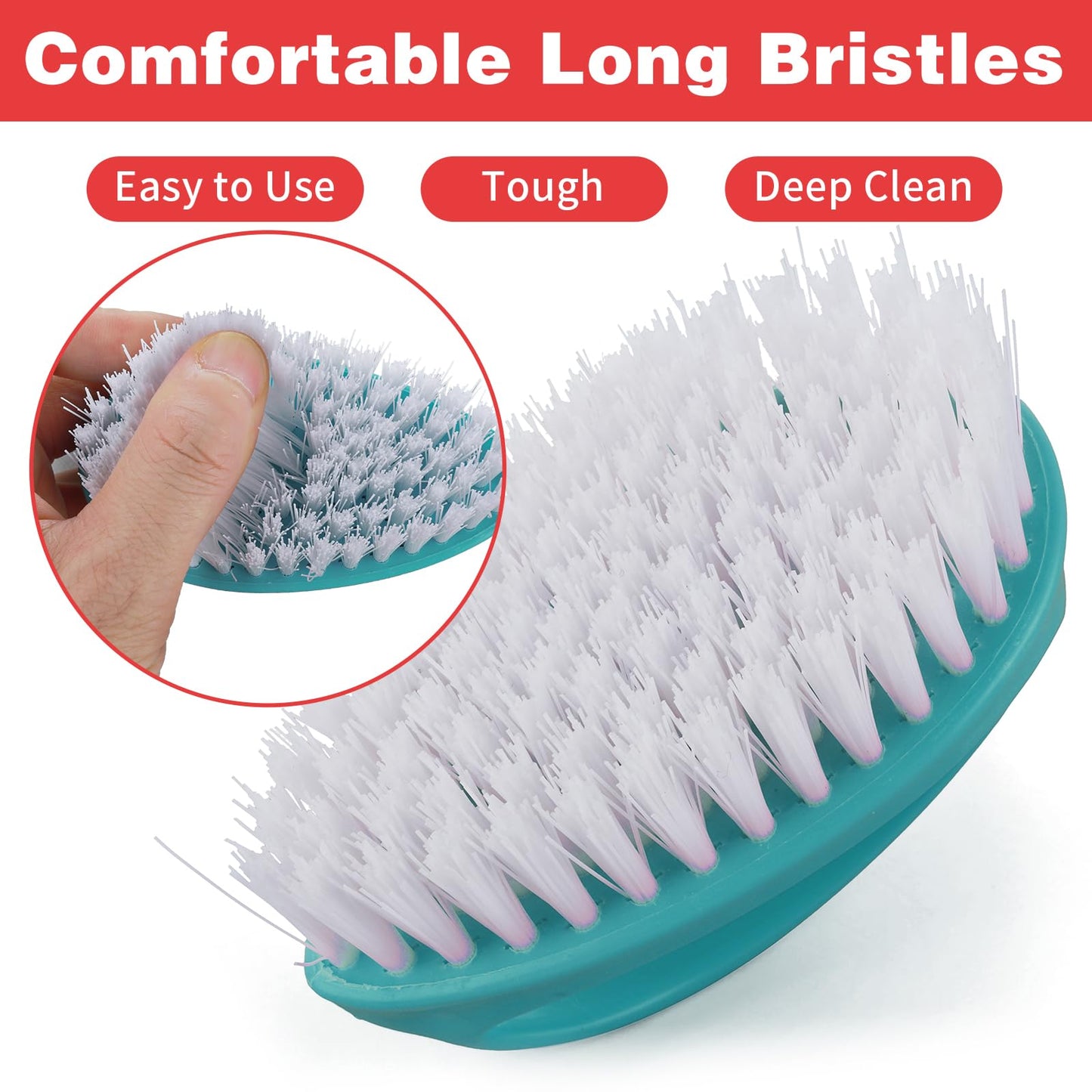 HJZHII 2 Pcs Hand and Nail Brush, Nail Clippers Heavy Duty Scrub Clean Brushes with Nylon Bristles for Cleaning Soft Stiff Fingernails Fingers Toes and Nails Scrubber Men Women(Red, Blue)