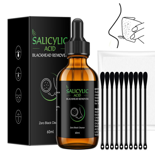 Salicylic Acid Serum, 60ml Blackhead Remover Essence and 25 Pcs Nose Pore Strips, Deep Cleansing Dirts, Pores, Skin Oil, Purifying Peeling, Black White Head Acne Removal for All Skin Type