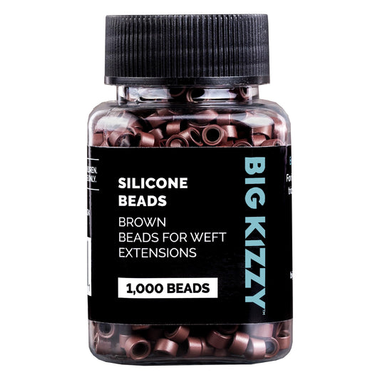 Big Kizzy 1000pcs Brown Silicone Lined Microlink Beads for Weft Hair Extensions, 5.0mm for invisible extension application