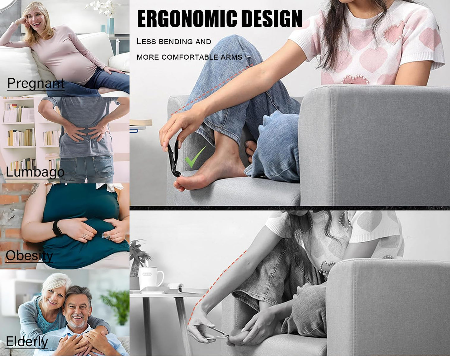 Nail Clippers for Seniors, Wide Jaw Fingernail Clippers and Angled Head Toenail Clippers for Thick Nail, Professional German Nail Clippers for Men, Women & Pregnant (Black 1)