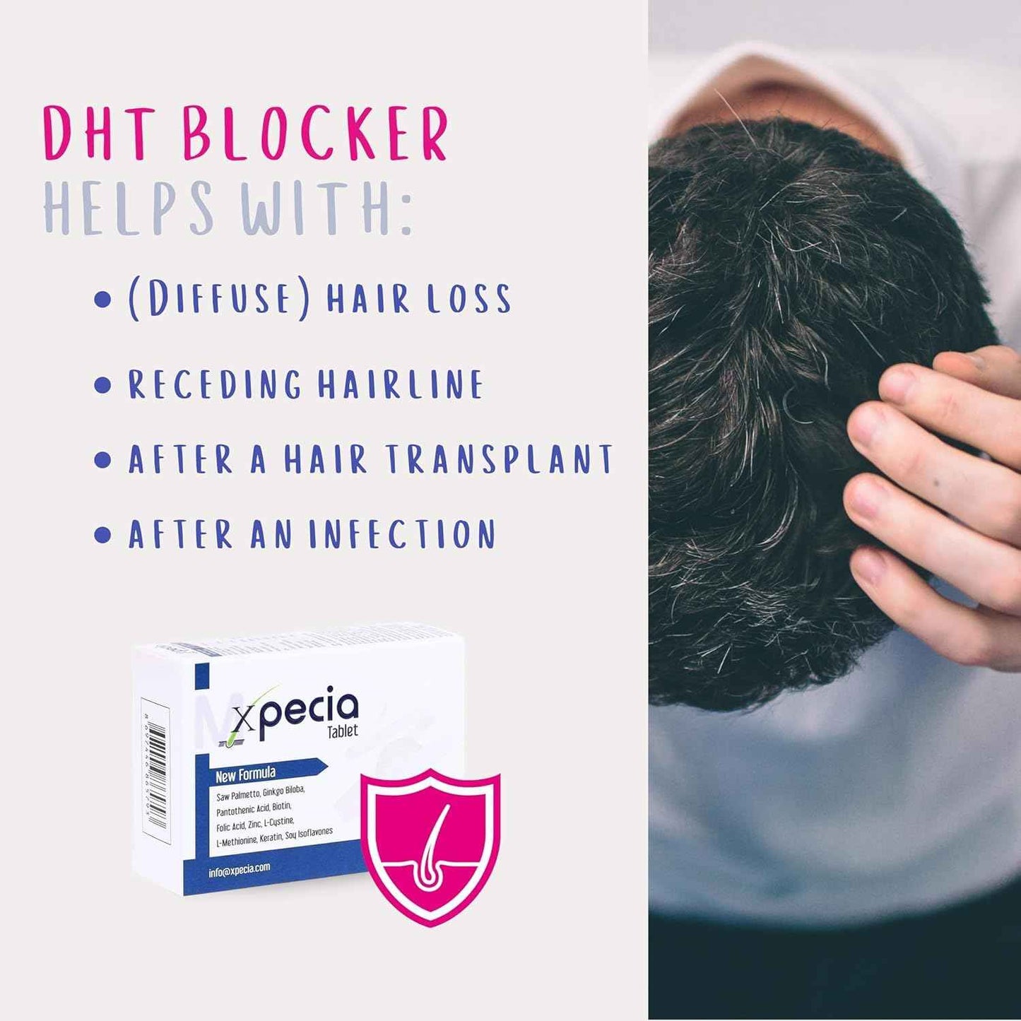 XPECIA FOR MEN ANTI HAIR LOSS DHT BLOCKER NEW HAIR GROWTH FORMULA 60 TABLETS