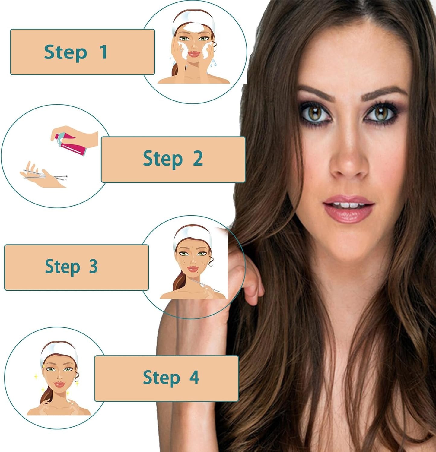 Acssart Blackhead Remover Kit - 10 Stainless Steel Tools & 15x Magnifying Glass