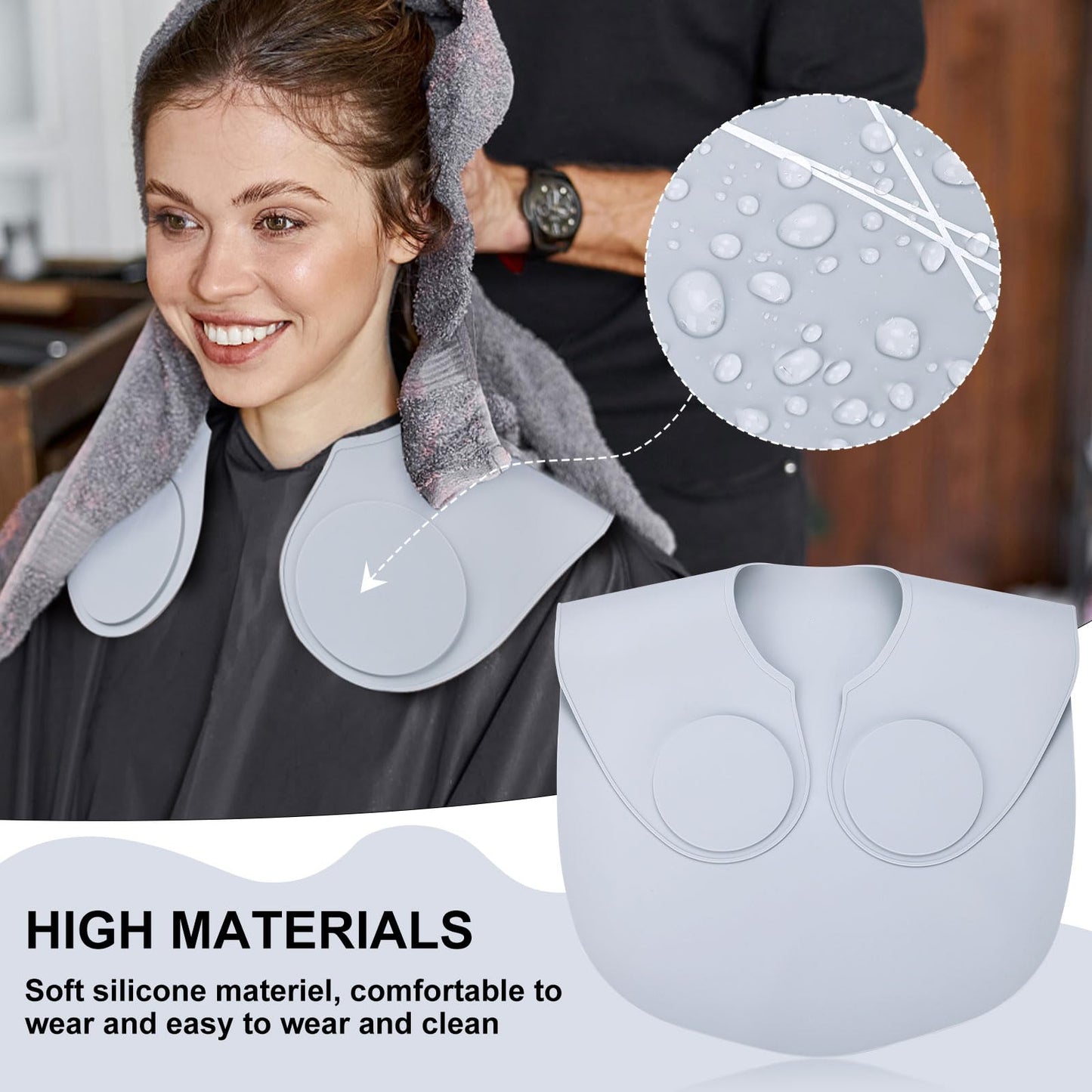 AISEELY Large Hair Dye Collar, Waterproof Weighted Front Hair Collar Barber Hair Dye Guide Collar, Silicone Hair Cutting Shawl, Rubber Neck Wrap Neck Guard, Salon Hairdressing Hair Cutting Pad, Grey